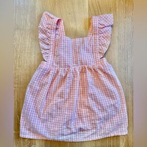 Carter's Coal/Peach Gingham Dress 9 Months Runs big!